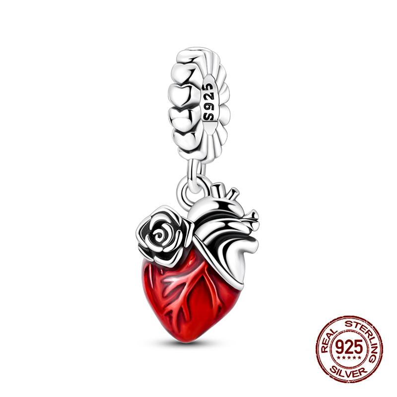 100% Copper Strawberry Lipstick Ladybird China Red Charms Beads Fitoriginal Bracelets For Women Diy Jewellery