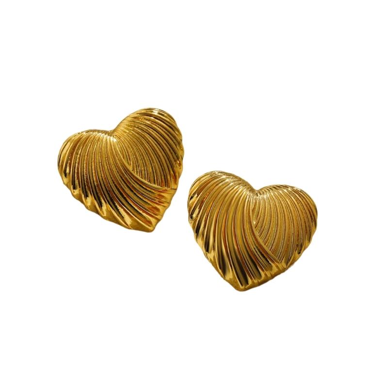 Love Heart Designs Oversized Studs Earrings Comfortable Hypoallergenically Gold Plated Zinc Alloy Accessories