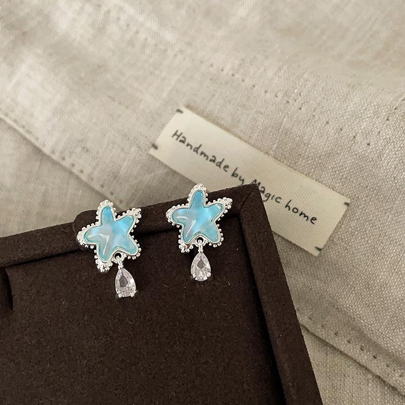 Fresh Blue Star Jellyfish Earrings - Unique, Fashionable, Elegant, Versatile Studs for Women
