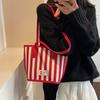 2025 summer new striped large-capacity fashion Korean version handbag personalized ins shoulder underarm bag tote bag