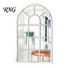 Boho Style Wall Mirror Stickers Arched Window Decor, Wooden Frame Acrylic Fake Mirror, Modern Art Self-Adhesive Windowpane Sticker for Living