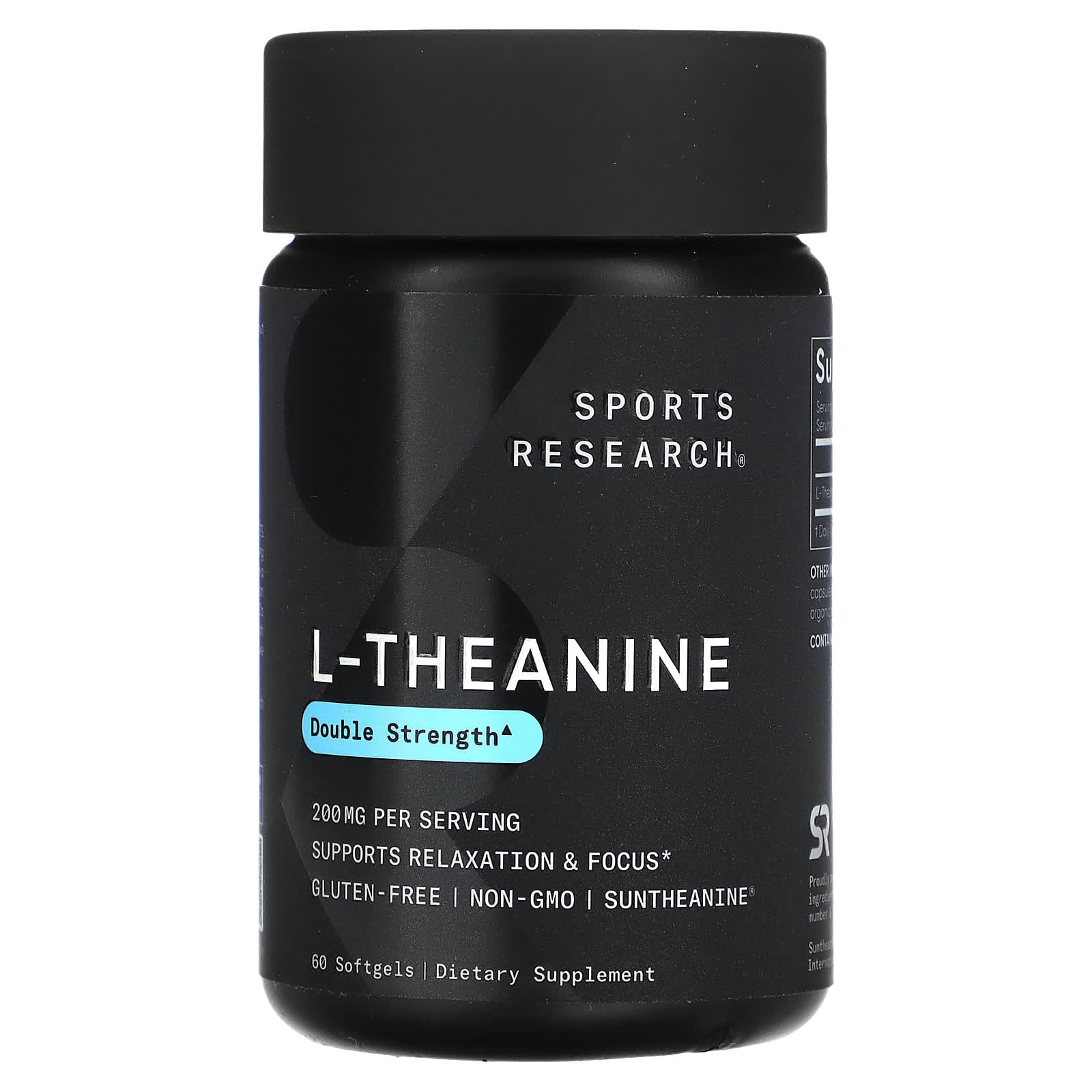 

Sports Research, l-theanine, double strength, 200 mg, 60 softgels