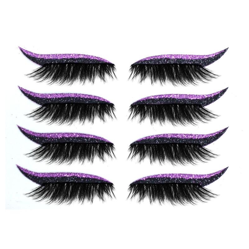 Set di adesivi per trucco occhi ciglia finte Riutilizzabile Eyeliner e adesivi per ciglia Eyeliner glitterato