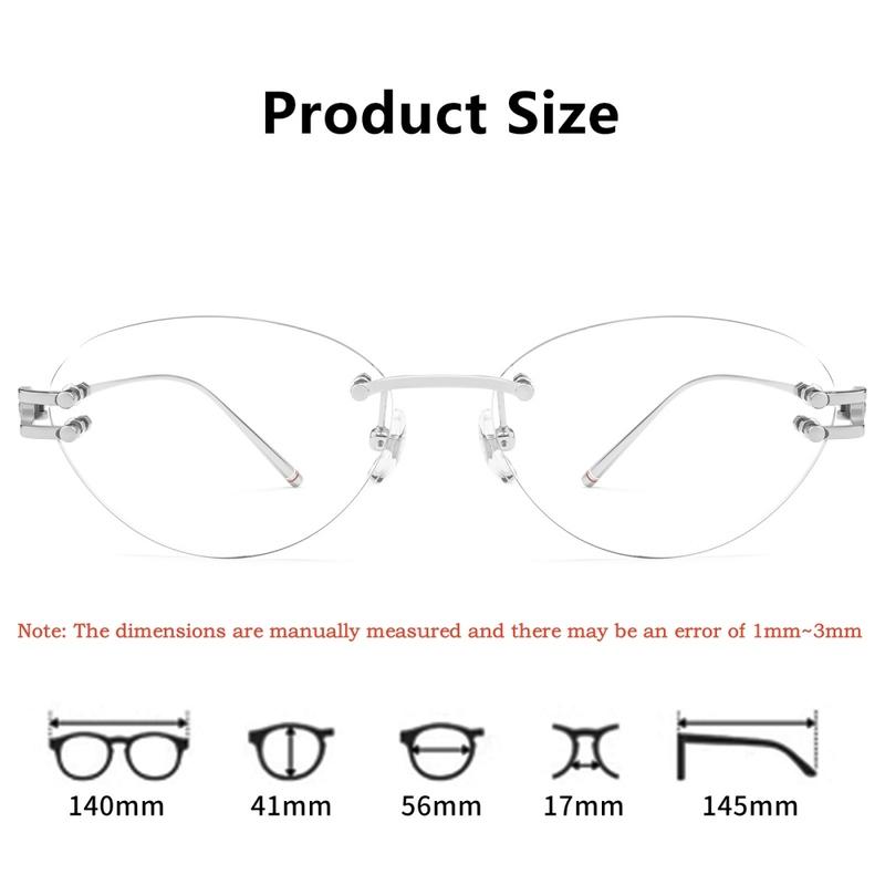 YIMARUILI Fashion Trendy Women's Cat Eyes Rimless Glasses Luxury Pure Titanium Ultra Light 9g Exquisite Eyeglasses Frame 25088WK