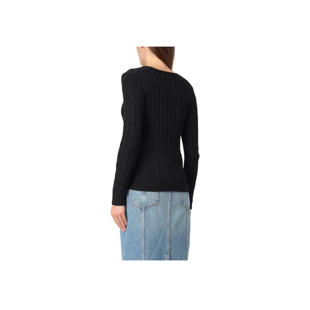Polo Ralph Lauren Solid V-Neck Long Sleeve Sweater Women Sweater Black 211891641-017