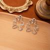 French High-End Personality Exaggerated Stud Earrings Pleated Hollow Flower Earrings Niche Exquisite Fashion Earrings