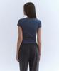 MUSINSA STANDARD WOMAN Women'S Slim Scoop Neck Cap Sleeve T-Shirt [Midnight Blue]