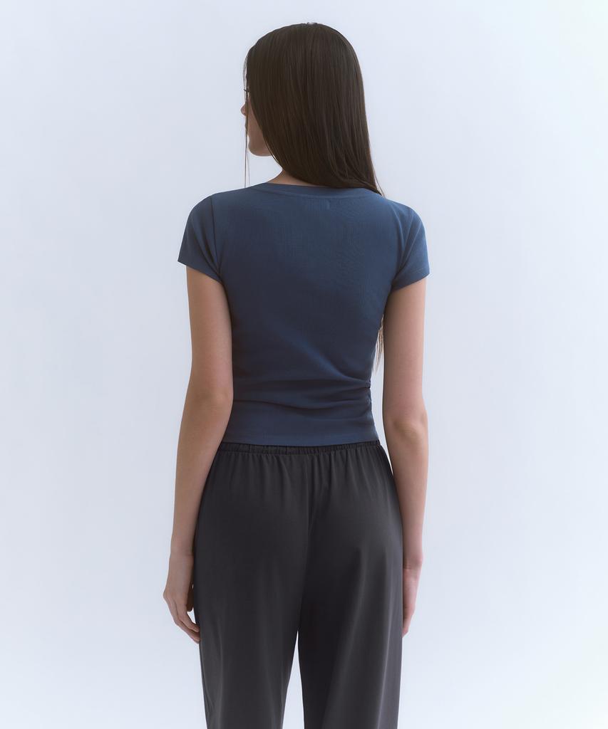 MUSINSA STANDARD WOMAN Women'S Slim Scoop Neck Cap Sleeve T-Shirt [Midnight Blue]