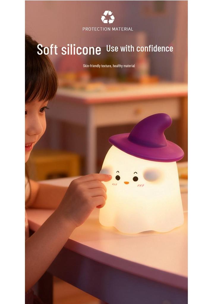 Halloween Wizard Rechargeable Silicone Night Light with Timer and Seven-Color Atmosphere