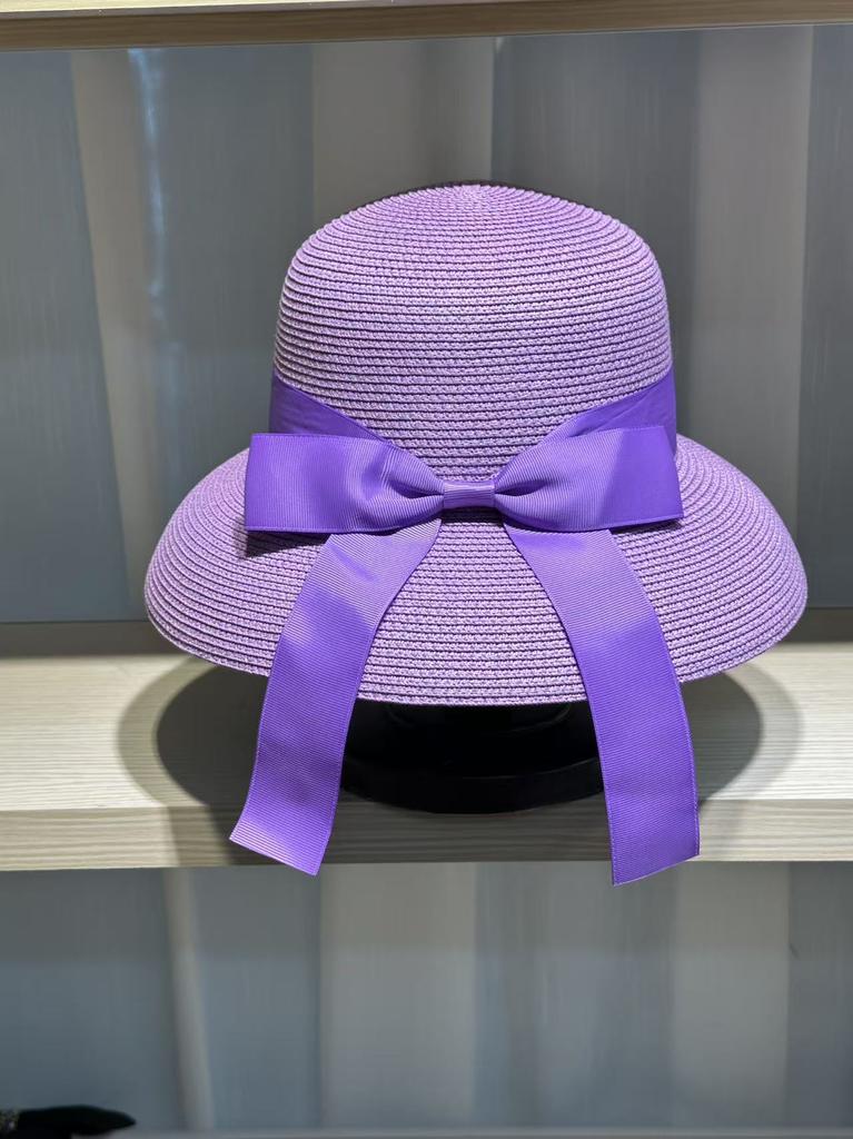 French Hepburn bow ribbon sun hat women's straw hat beach hat women's big brim hat sun hat beach fedora vacation travel sun hat