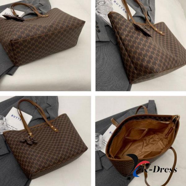 High Capacity Leather Daily Simple High-Quality Shoulder Bag + Leather Keyring