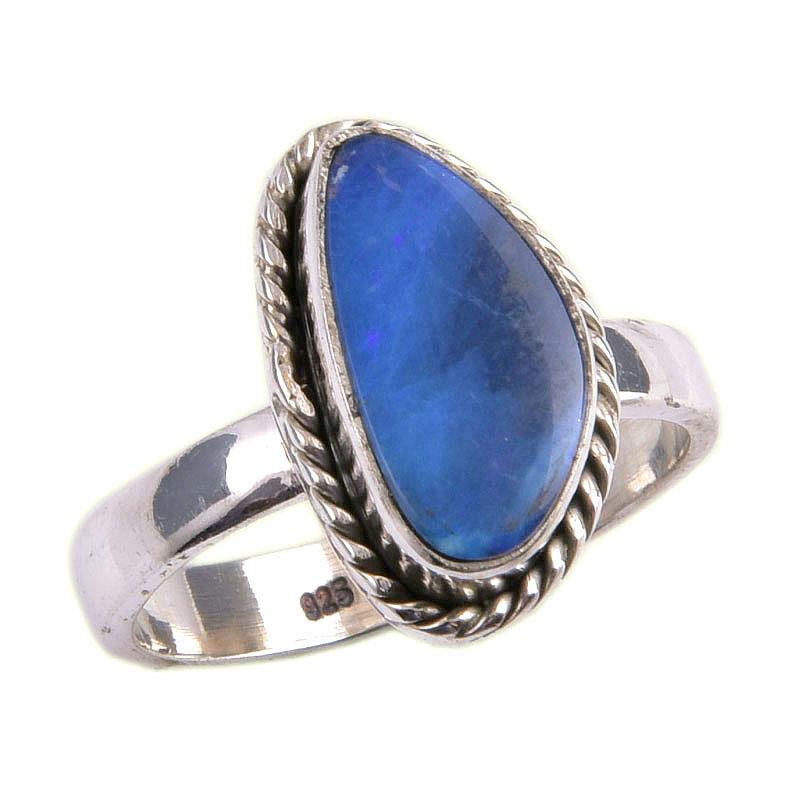 Natural Australian Opal Gemstone Handmade 925 Solid Silver Gift Ring S.5.5 Q4g21