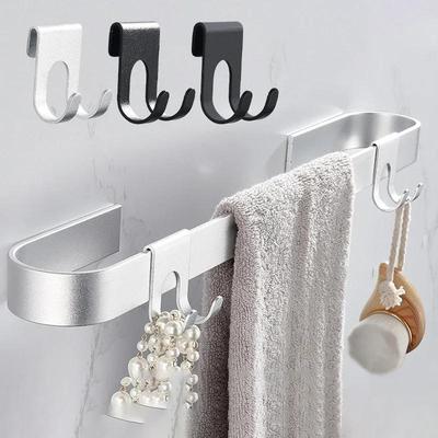 Cârlig de Aluminiu pentru Baie, Montat pe Perete Fără Găurire, Cârlig pentru Prosop de Duș, Cârlig pentru Ușă de Sticlă, Raft, Cârlige pentru Sacoșe, Organizator de Depozitare Casnic