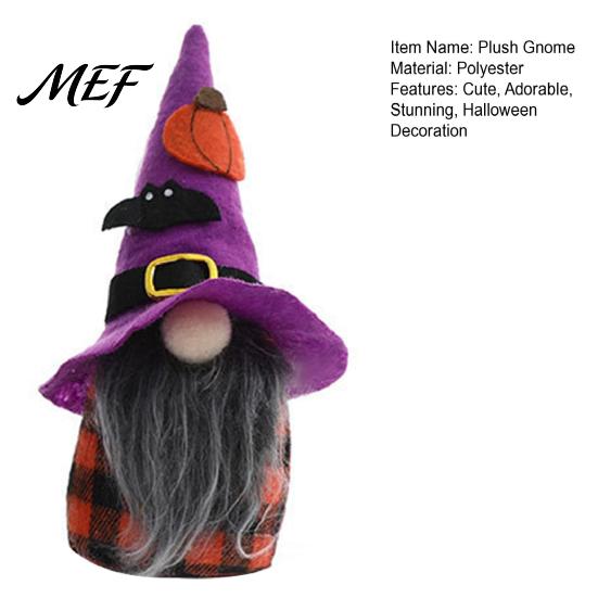 Handmade Felt Gnomes with Hats Halloween Plush Gnome Decoration, Spooky Witch Hat Swedish Tomte Elf Figurine, Soft Fabric Collectibles Mini