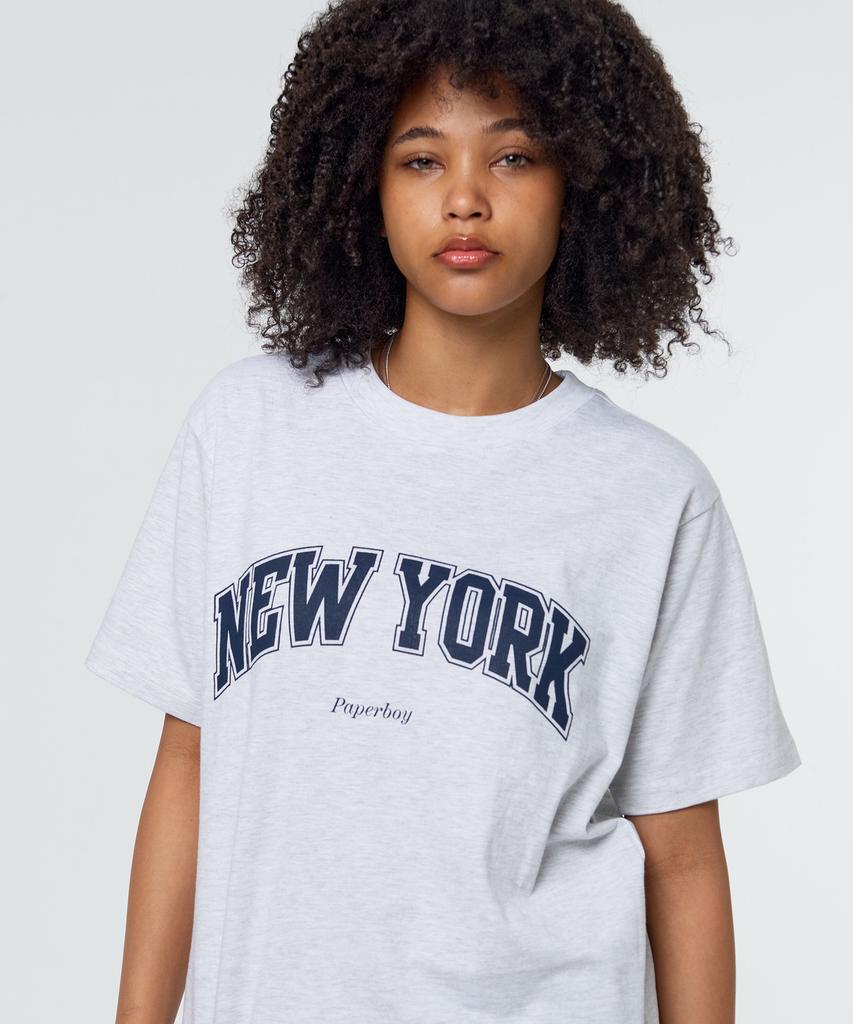 PAPERBOY New York Short Sleeve T-Shirt - White Melange
