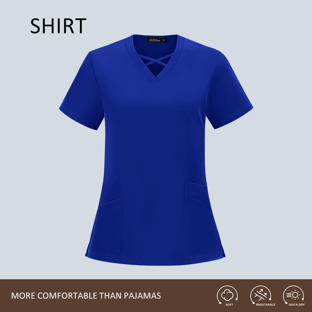 Women's Quick-Dry Surgical Scrub Suit - Elastic Short-Sleeve Workwear for Medical Staff
