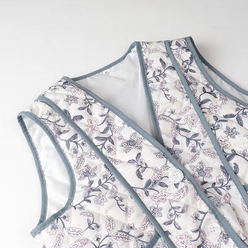 European & American Women's Fashion: 2024 Autumn/Winter Casual Printed Quilted Vest