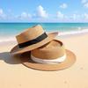 Unisex Französischer Retro Stroh-Sonnenhut für Frühling und Sommer Strandurlaube