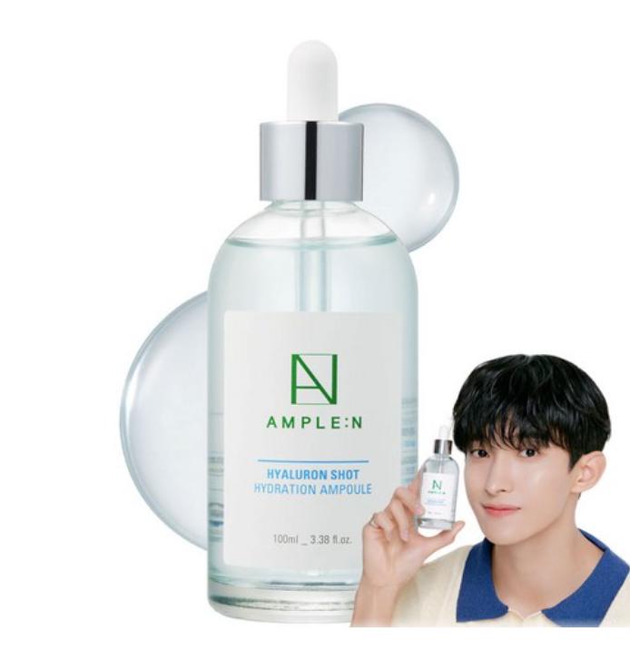 AMPLE:N Hyaluron Shot Ampoule – 100ml / 30ml | 6-Layer Hydration | Moisture-Boosting Serum