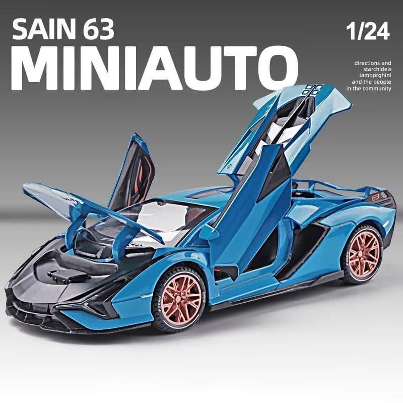 New 1:24 Lamborghini Sian FKP 37 Car Sports Car Model Diecast Sound Super Racing Car Lifting Tail Wing Hot Sale Wheels Children Boys Gift