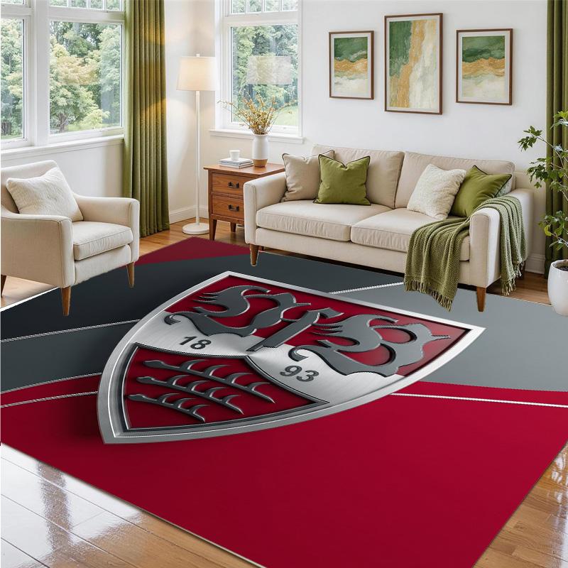 VfB Stuttgart Football Design Crystal Velvet Rug Soft Decorative Mat for Bedroom Entrance