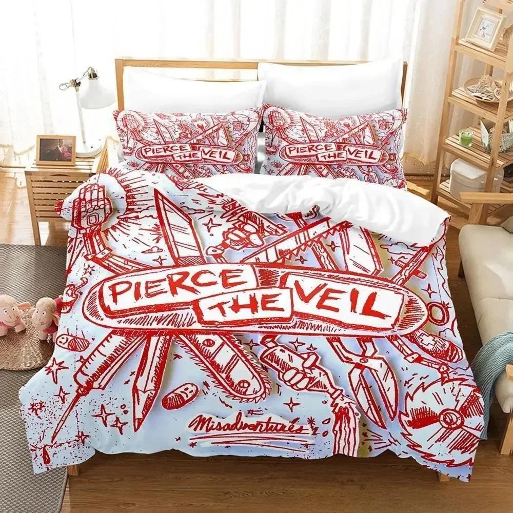 

Pierce the Veil 3D Anime Bedding Set Single Twin Full Queen King Size Duvet Cover Bed Sheet Set for Boys Adult EU single(135x200cm)