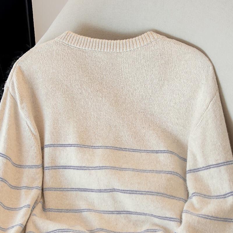 Women's Striped Wool Blend Knit Cardigan Top