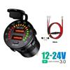36W Dual USB Charger Socket with LED Voltmeter ON OFF Switch QC3.0 PC Type C Waterproof USB Outlet Fast Charger for 12V/24V Car