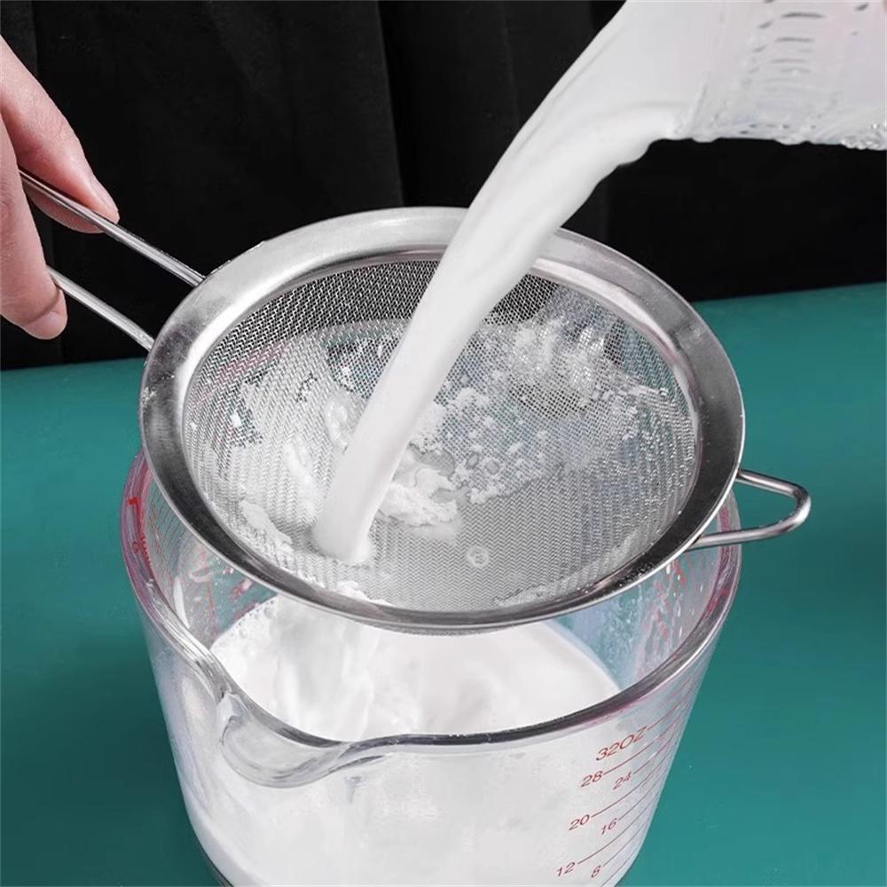 1pc Stainless steel strainer kitchen household strainer oil spill strainer soybean milk sharp ear strainer flour filter screen