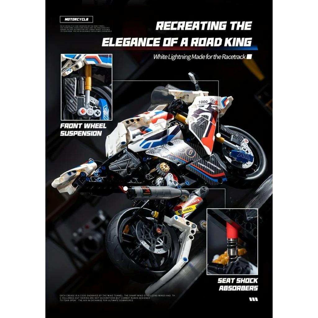 1/8 Motorcycle Building Blocks Set Super Motorbike Model Kit Technical Racing Kids Assembled Toys Gifts for Boys and Girls