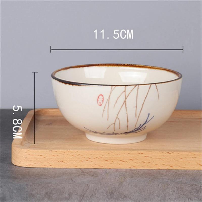 

Японская керамическая посуда, расписанная вручную, высотой 5 дюймов, бамбуковая шляпа, миска для десерта, домашняя рисовая миска, маленькая суповая миска, керамическая миска