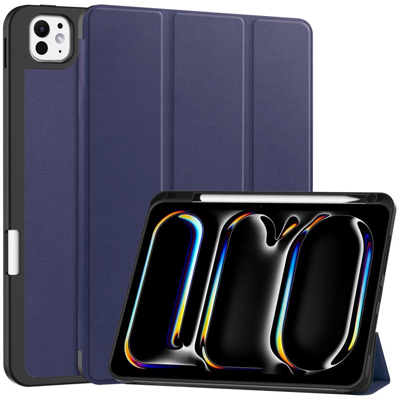 For iPad Pro 2024 Case 11 Inch 5th Gen Tri-fold Leather Painted Stand Smart Case For Funda iPad Pro 11 2024 Case with Pen Holder