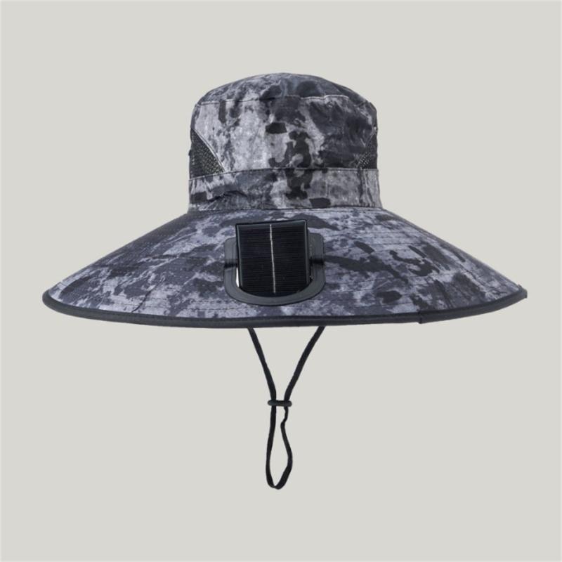 Solar Powered USB Charging Fan Hat With 3 Adjustable Speeds For Outdoor Use Such As Hiking And Fishing
