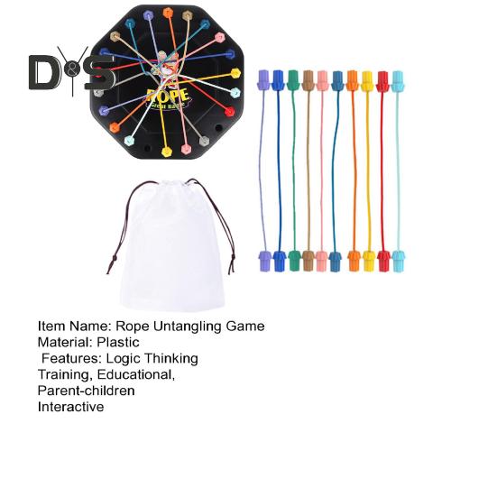 1 Set Kids Rope Untangling Game Twisted Rope Knots Challenge Board Game Logic Thinking Interactive Educational Elastic Rope Unhitching Toy