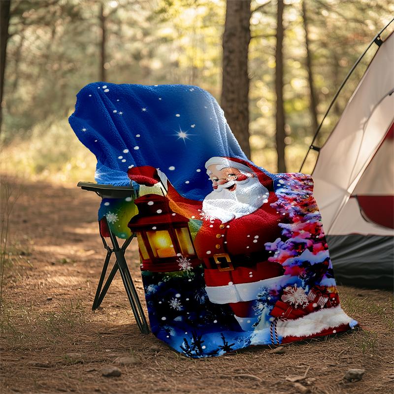 Christmas Santa Claus Theme Printed Blanket - Perfect for Couch, Bed, Travel & Outdoor Use | Machine Washable, Cozy & Durable.