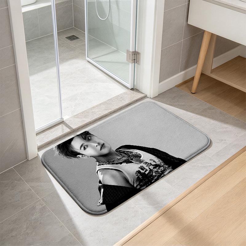 Hongjoong Print Flannel Kitchen Mat Christmas Soft Area Rug Non Slip Floor Carpet Home Decoration