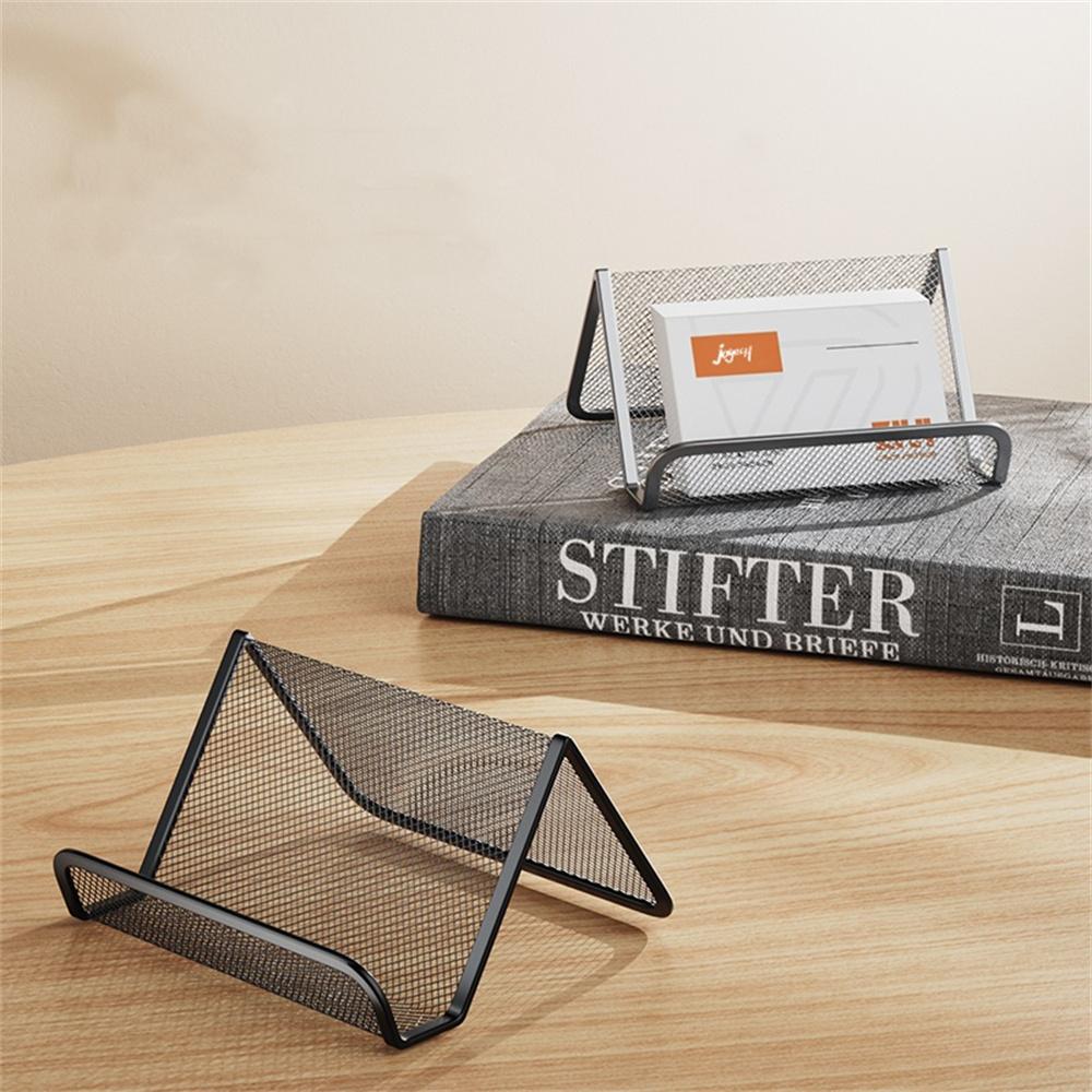 1PC Metal Mesh Business Card Holders Business Card Display Stand Desktop Office Supplies Mobile Phone Holder Supplies Organizer