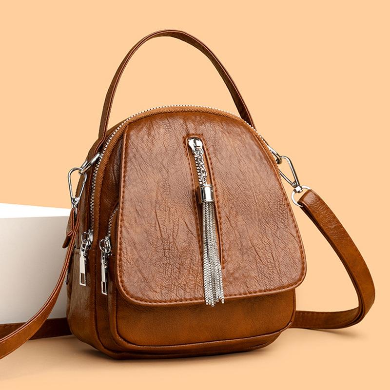 Versatile Soft Leather Portable Shoulder Messenger Bag Change Bag