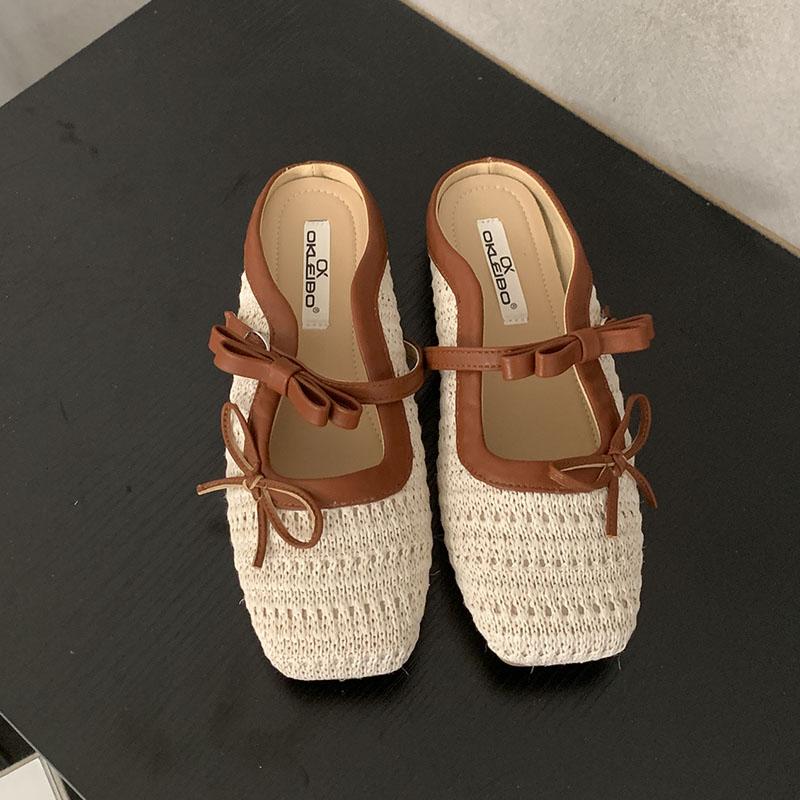 Fashion Fashion Weave Women Flats Slip On Shoes Butterfly-Knot Summer Spring Female Shallow Footwear Ladies Flats Mary Janes Shoes