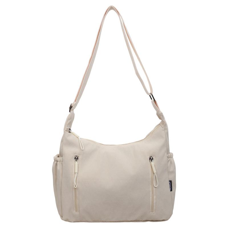 Casual Nylon Crossbody Shoulder Bag with Multiple Zipper Pockets Adjustable Strap Lightweight Hobo Purse