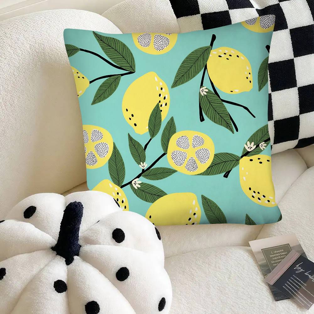 Lemon Pattern Pillow Case Fashion Square Pillowcase Bedroom Sofa Room Ins Decoration Leisure