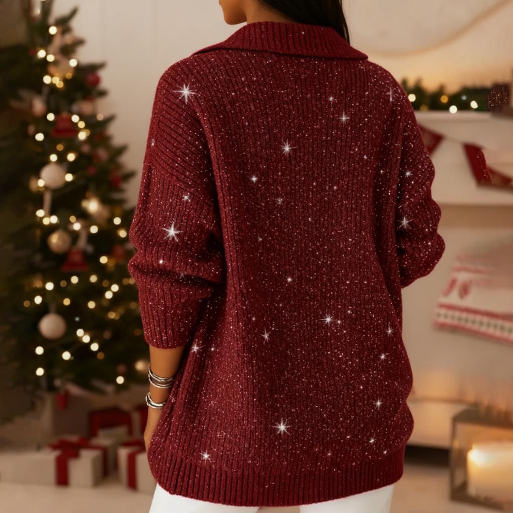 Women's Casual And Fashionable  Long Sleeved Knitted Solid Color Top Sweater