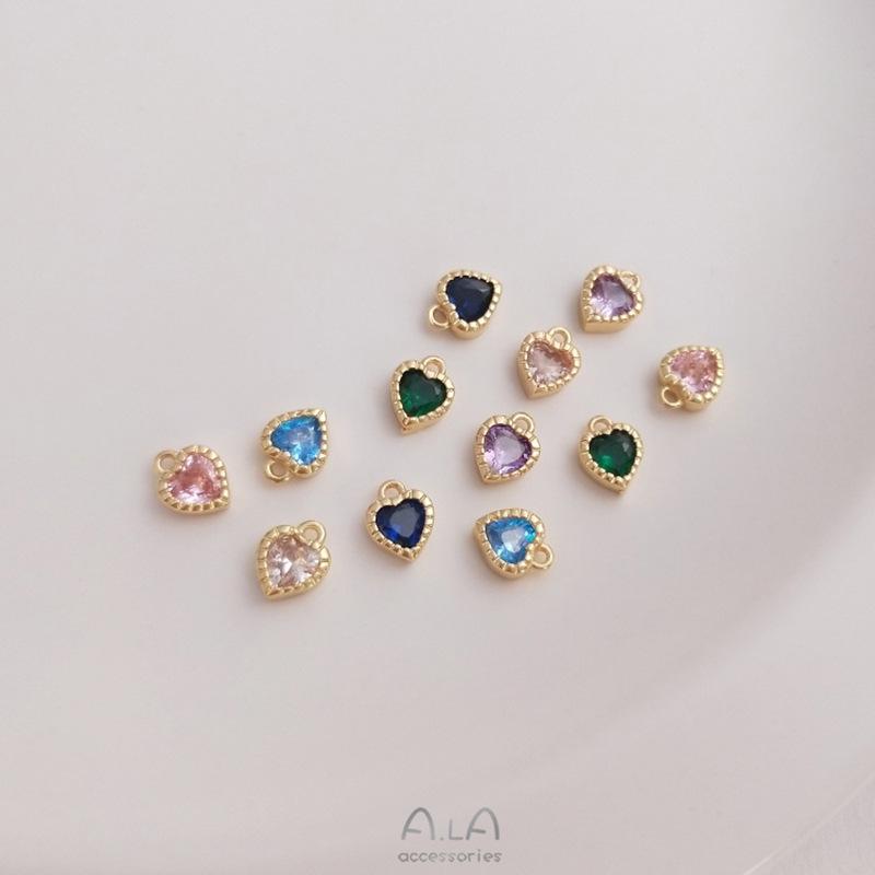 

14K Gold-filled Peach Heart Zircon Pendant Charm for DIY Jewelry