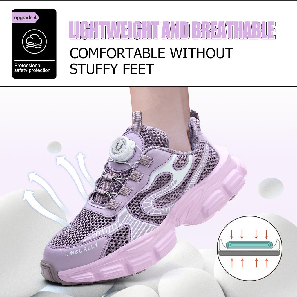 Safety Shoes for Women Steel Toe Sneakers Puncture Lightweight Boots Female Pink Small Size Safety Shoes Women Sneakers