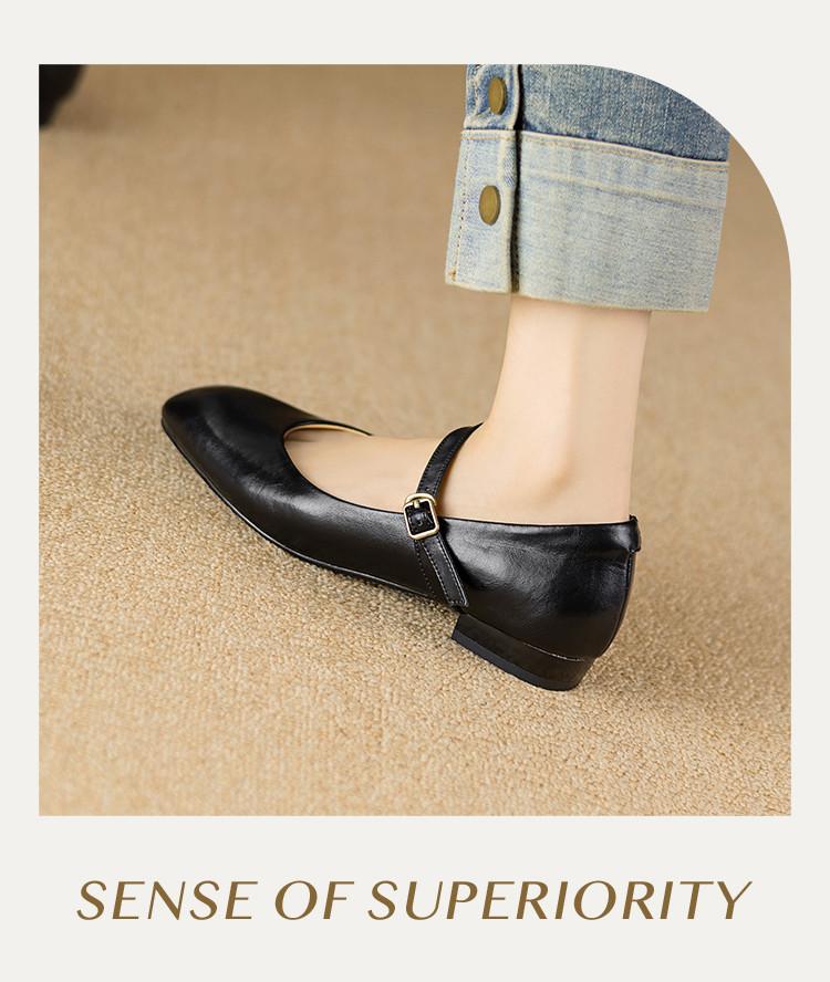 2025 New Seasonal Round Head Coarse Heel Strap Mary Jane Shoes Women's British Style Commuting Comfortable Women's Single Shoes