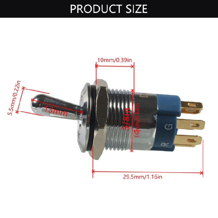 Lighted Toggle Switch 12V Waterproof LED Marine Toggle Switch 16mm 20A Metal Toggle Rockers Switch for Boats