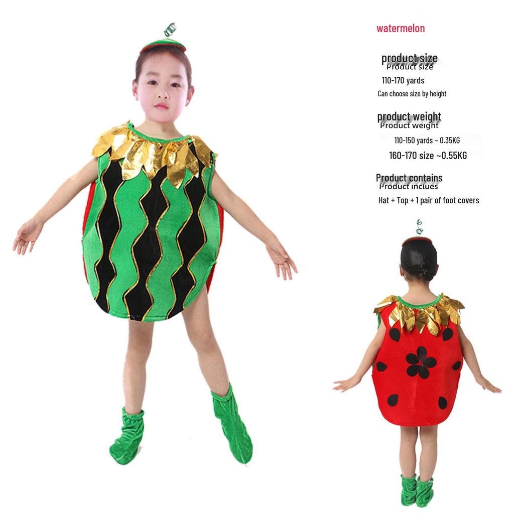 Children's Fruit-Themed Dance Costume: Apple, Banana, Strawberry, Pitaya Cosplay