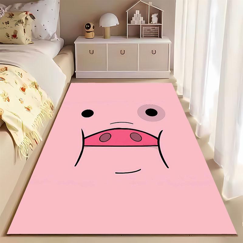 Pink Cartoon Pig Face Carpet Suitable As a Non-slip Mat for the Living Room or Bedroom Sofa
