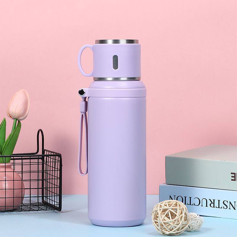 Stainless Steel Thermos Cup with Handle Portable Lifting Rope Water Cup Student Outdoor Vacuum Leak-proof Cup Printed Logo