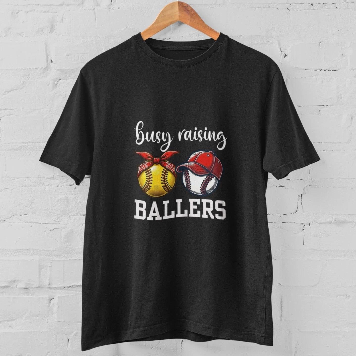 Busy Raising Ballers Shirt Softball Baseball Mom Sports T-Shirt Gift XXXXL